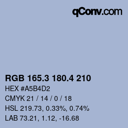 カラーコード: RGB 165.3 180.4 210 | qconv.com