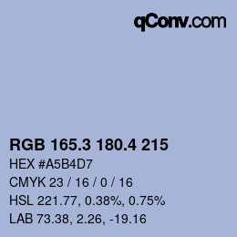 カラーコード: RGB 165.3 180.4 215 | qconv.com
