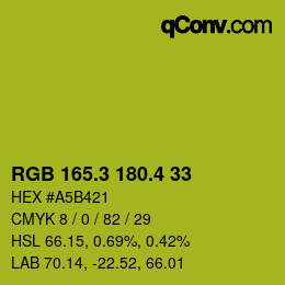 カラーコード: RGB 165.3 180.4 33 | qconv.com