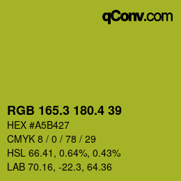 カラーコード: RGB 165.3 180.4 39 | qconv.com