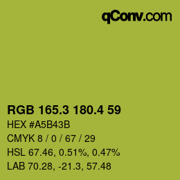 カラーコード: RGB 165.3 180.4 59 | qconv.com