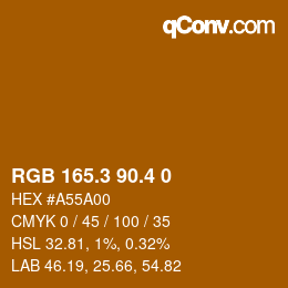 カラーコード: RGB 165.3 90.4 0 | qconv.com