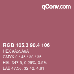 カラーコード: RGB 165.3 90.4 106 | qconv.com