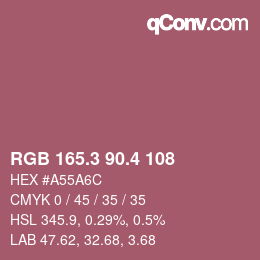 カラーコード: RGB 165.3 90.4 108 | qconv.com