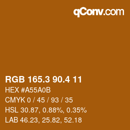 カラーコード: RGB 165.3 90.4 11 | qconv.com