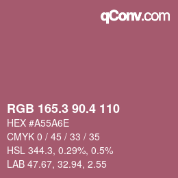 カラーコード: RGB 165.3 90.4 110 | qconv.com