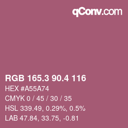 カラーコード: RGB 165.3 90.4 116 | qconv.com