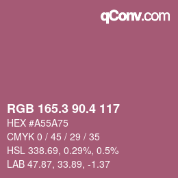 カラーコード: RGB 165.3 90.4 117 | qconv.com