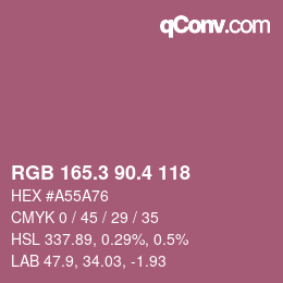 カラーコード: RGB 165.3 90.4 118 | qconv.com