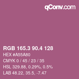 カラーコード: RGB 165.3 90.4 128 | qconv.com
