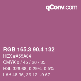 カラーコード: RGB 165.3 90.4 132 | qconv.com