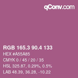 カラーコード: RGB 165.3 90.4 133 | qconv.com