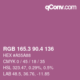カラーコード: RGB 165.3 90.4 136 | qconv.com