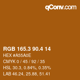 カラーコード: RGB 165.3 90.4 14 | qconv.com