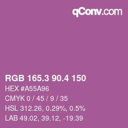 カラーコード: RGB 165.3 90.4 150 | qconv.com