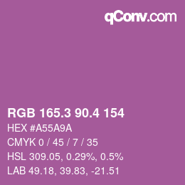 カラーコード: RGB 165.3 90.4 154 | qconv.com
