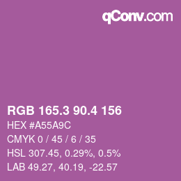 カラーコード: RGB 165.3 90.4 156 | qconv.com