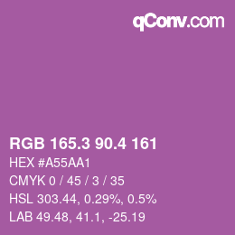 カラーコード: RGB 165.3 90.4 161 | qconv.com
