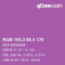 カラーコード: RGB 165.3 90.4 170 | qconv.com