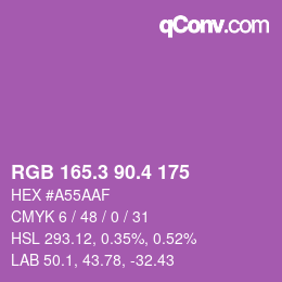 カラーコード: RGB 165.3 90.4 175 | qconv.com