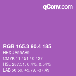 カラーコード: RGB 165.3 90.4 185 | qconv.com