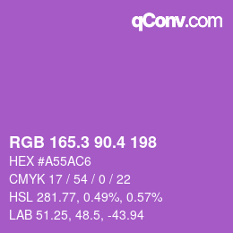 カラーコード: RGB 165.3 90.4 198 | qconv.com