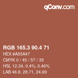 カラーコード: RGB 165.3 90.4 71 | qconv.com