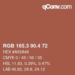 カラーコード: RGB 165.3 90.4 72 | qconv.com