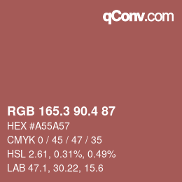 カラーコード: RGB 165.3 90.4 87 | qconv.com