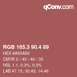 カラーコード: RGB 165.3 90.4 89 | qconv.com