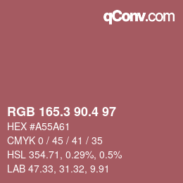カラーコード: RGB 165.3 90.4 97 | qconv.com