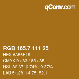 カラーコード: RGB 165.7 111 25 | qconv.com
