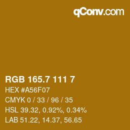 カラーコード: RGB 165.7 111 7 | qconv.com