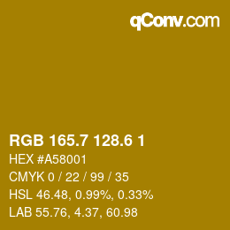 カラーコード: RGB 165.7 128.6 1 | qconv.com