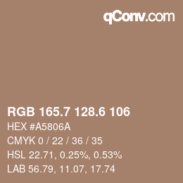 カラーコード: RGB 165.7 128.6 106 | qconv.com