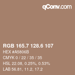 カラーコード: RGB 165.7 128.6 107 | qconv.com