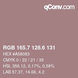 カラーコード: RGB 165.7 128.6 131 | qconv.com