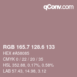 カラーコード: RGB 165.7 128.6 133 | qconv.com