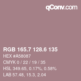 カラーコード: RGB 165.7 128.6 135 | qconv.com