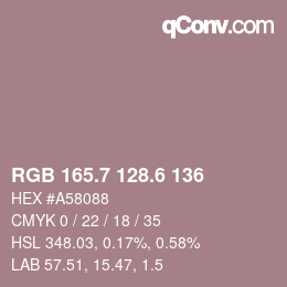 カラーコード: RGB 165.7 128.6 136 | qconv.com