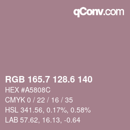 カラーコード: RGB 165.7 128.6 140 | qconv.com