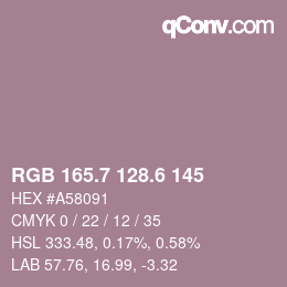 カラーコード: RGB 165.7 128.6 145 | qconv.com