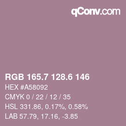 カラーコード: RGB 165.7 128.6 146 | qconv.com
