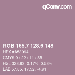 カラーコード: RGB 165.7 128.6 148 | qconv.com