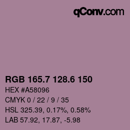 カラーコード: RGB 165.7 128.6 150 | qconv.com