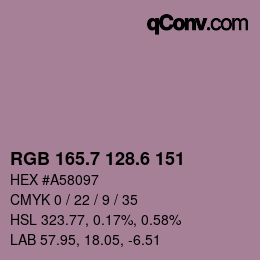 カラーコード: RGB 165.7 128.6 151 | qconv.com