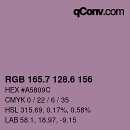 カラーコード: RGB 165.7 128.6 156 | qconv.com