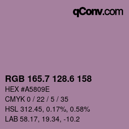 カラーコード: RGB 165.7 128.6 158 | qconv.com