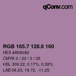 カラーコード: RGB 165.7 128.6 160 | qconv.com