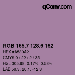 カラーコード: RGB 165.7 128.6 162 | qconv.com